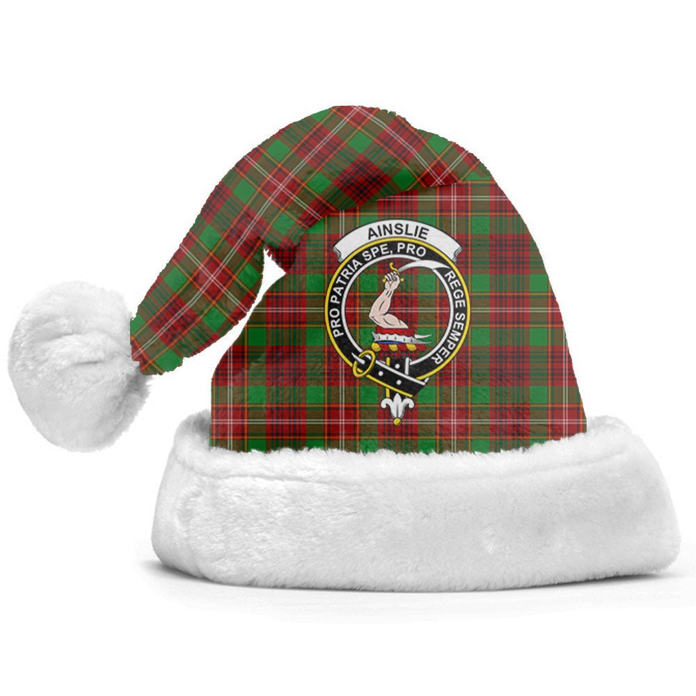Clan Ainslie Tartan Crest Christmas Santa Hat SK34 Ainslie Tartan Tartan Santa Hat   