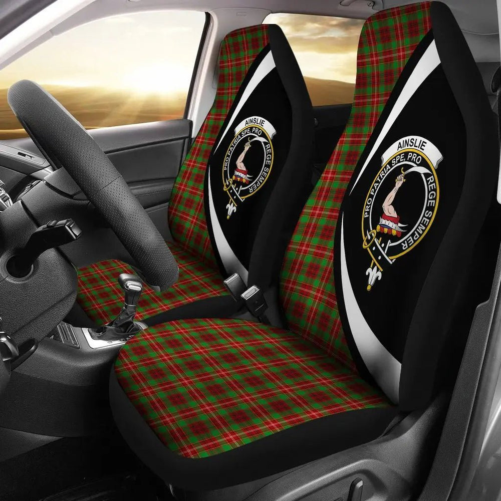Clan Ainslie Tartan Crest Circle Style Car Seat Cover FJ26 Clan Ainslie Tartan Today   