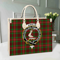 Clan Ainslie Tartan Crest Leather Bag QR24 Clan Ainslie Tartan Today   