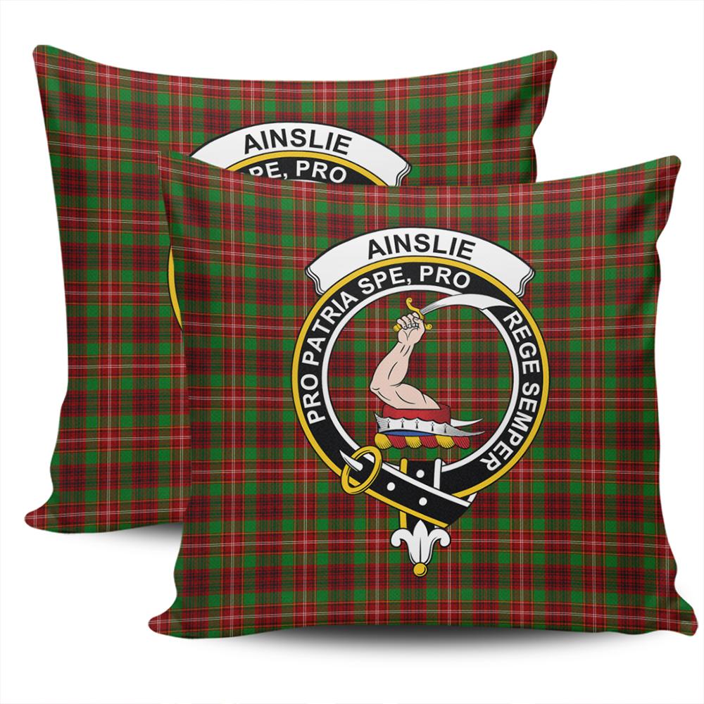 Clan Ainslie Tartan Crest Pillow Cover LL76 Clan Ainslie Tartan Today   
