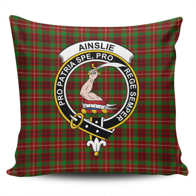 Clan Ainslie Tartan Crest Pillow Cover