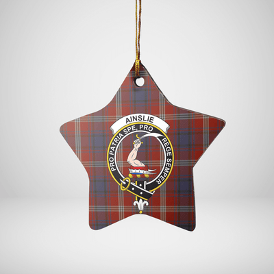 Clan Ainslie Tartan Crest Star Ceramic Ornament
