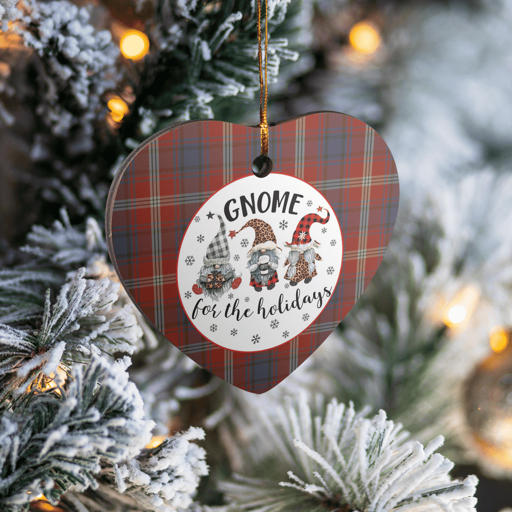 Clan Ainslie Tartan Gnome Heart Ceramic Ornament UG20 Ainslie Tartan Gnome Tartan Christmas   
