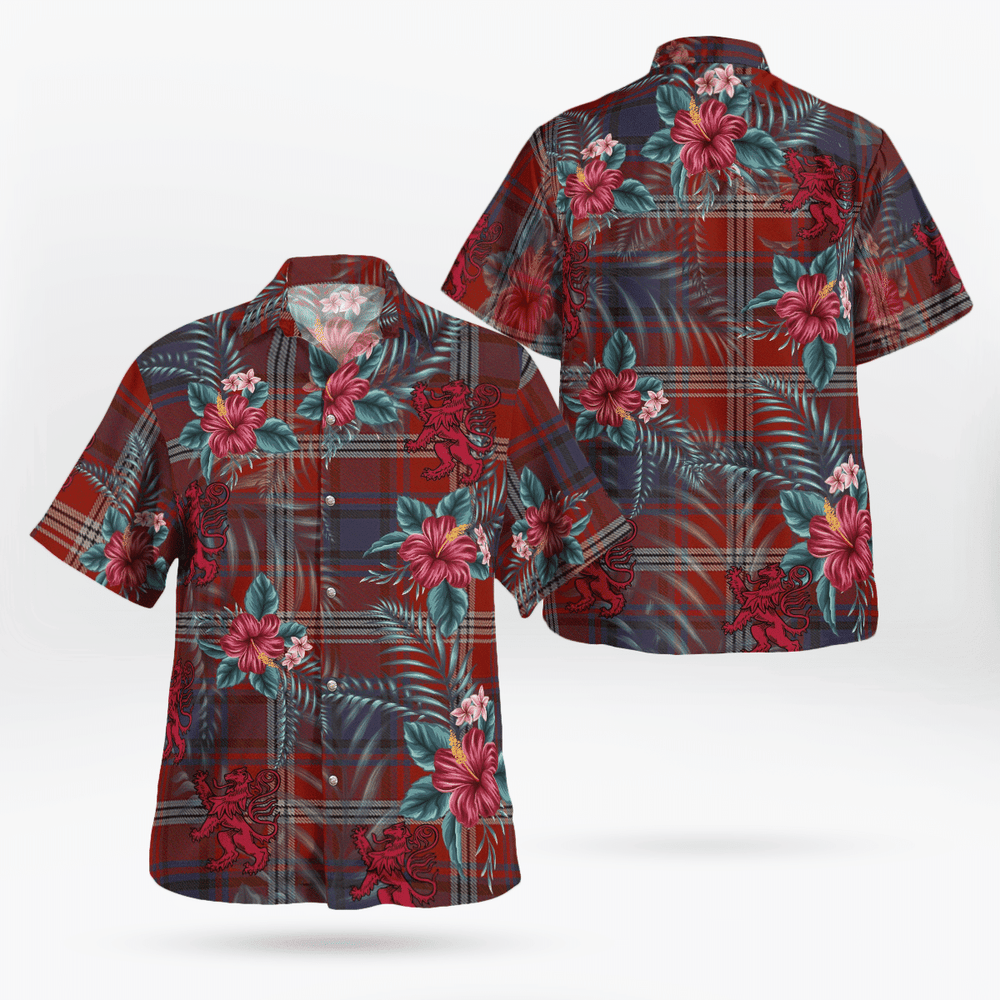 Clan Ainslie Tartan Scottish Lion Hawaiian Shirt IL11 Ainslie Tartan Tartan Hawaii Shirt   