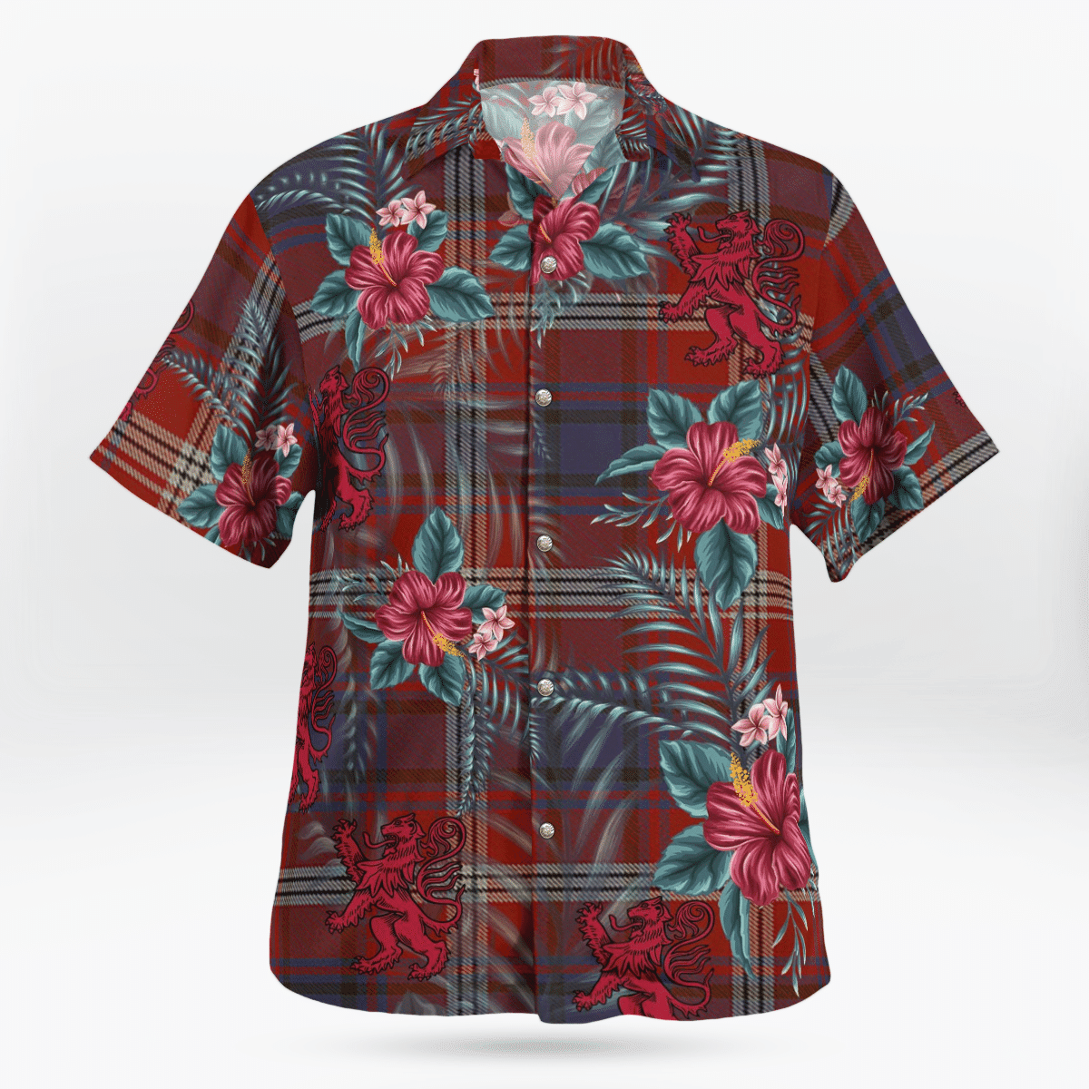 Clan Ainslie Tartan Scottish Lion Hawaiian Shirt IL11 Ainslie Tartan Tartan Hawaii Shirt   