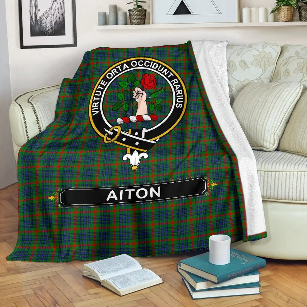 Clan Aiton Family Tartan Crest Blanket 3 Sizes ZP47 Clan Aiton Tartan Today   