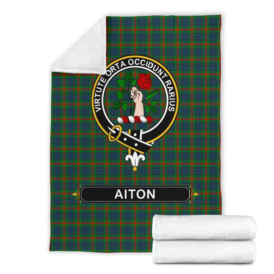 Clan Aiton Family Tartan Crest Blanket 3 Sizes