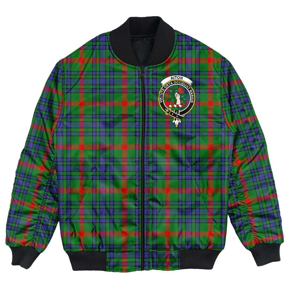 Clan Aiton Tartan Crest Bomber Jacket EH55 Aiton Tartan Tartan Bomber Jacket   