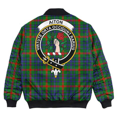 Clan Aiton Tartan Crest Bomber Jacket EH55 Aiton Tartan Tartan Bomber Jacket   