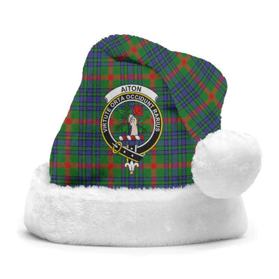Clan Aiton Tartan Crest Christmas Santa Hat