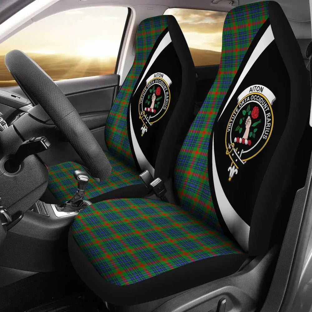 Clan Aiton Tartan Crest Circle Style Car Seat Cover IK24 Clan Aiton Tartan Today   