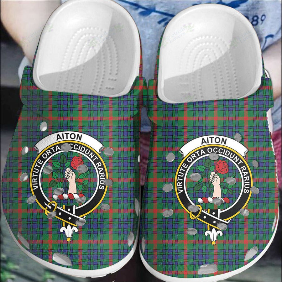 Clan Aiton Tartan Crest Clogs Classic