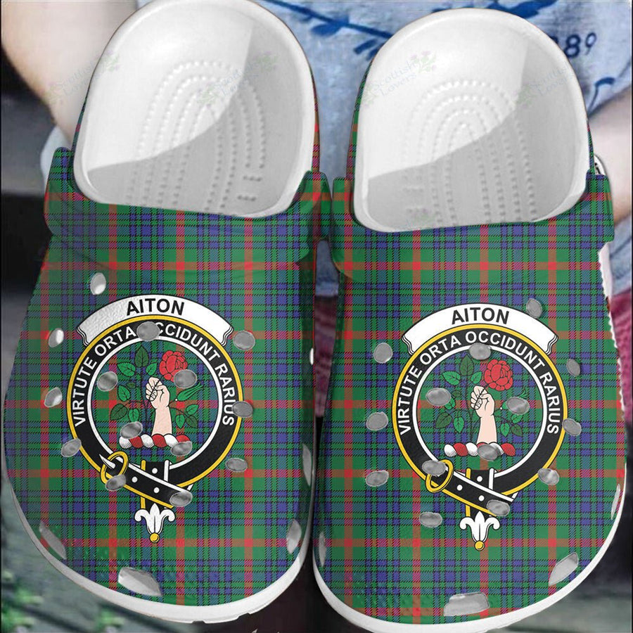 Clan Aiton Tartan Crest Clogs Classic