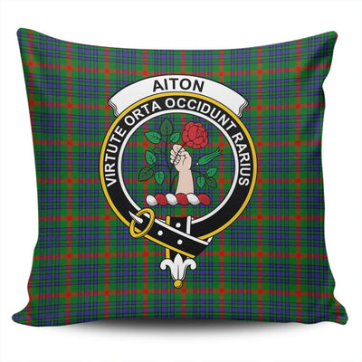 Clan Aiton Tartan Crest Pillow Cover
