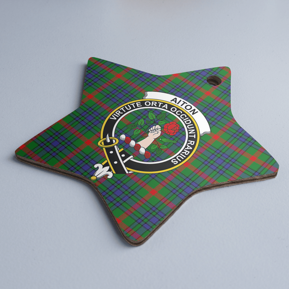 Clan Aiton Tartan Crest Star Ceramic Ornament TQ40 Aiton Tartan Tartan Christmas   