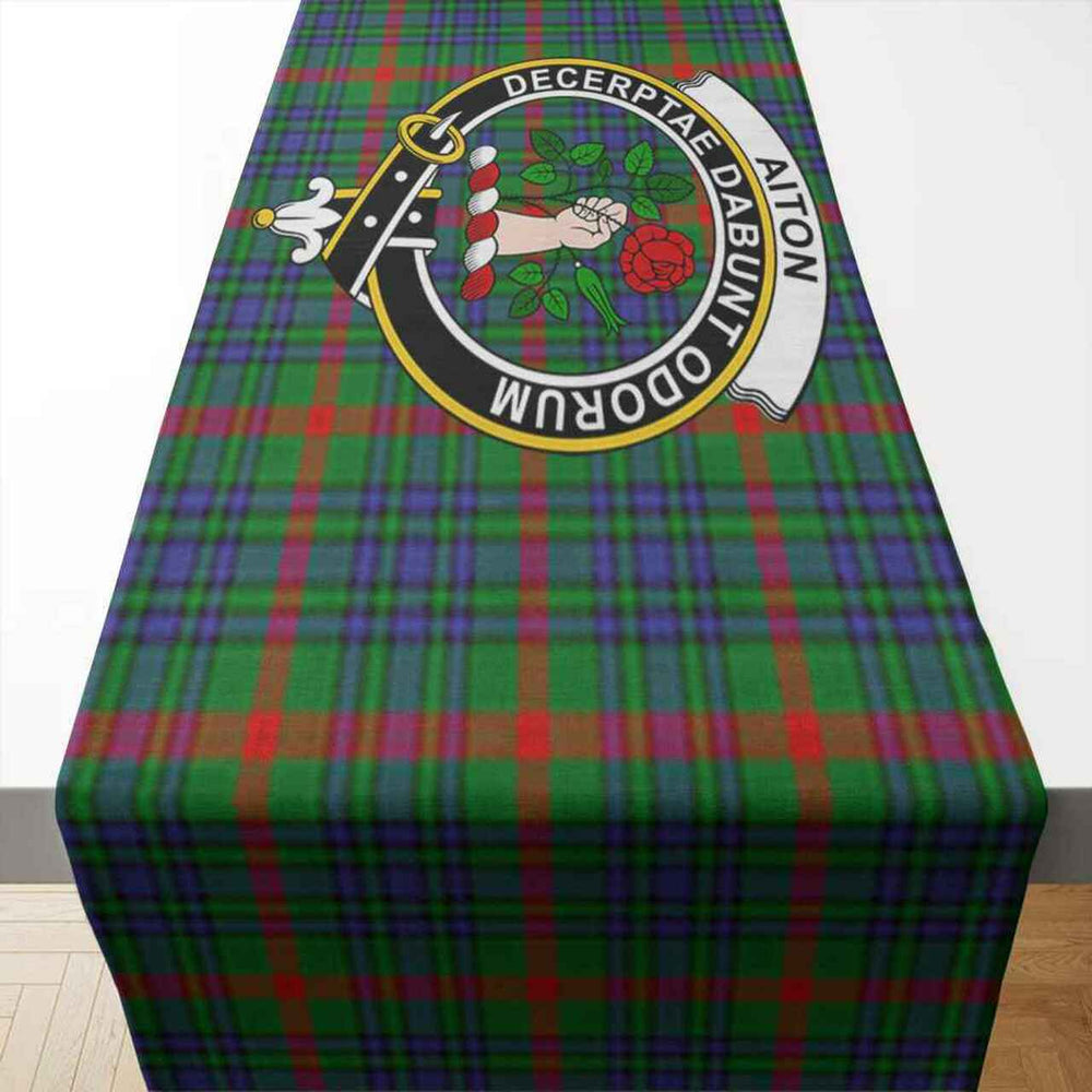 Clan Aiton Tartan Crest Table Runner Cotton MS87 Aiton Tartan Tartan Table Runner   