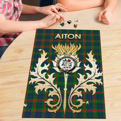 Clan Aiton Tartan  Crest Thistle Jigsaw Puzzles Gift For Family FN66 Clan Aiton Tartan Today   