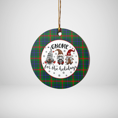 Clan Aiton Tartan Gnome Round Ceramic Ornament