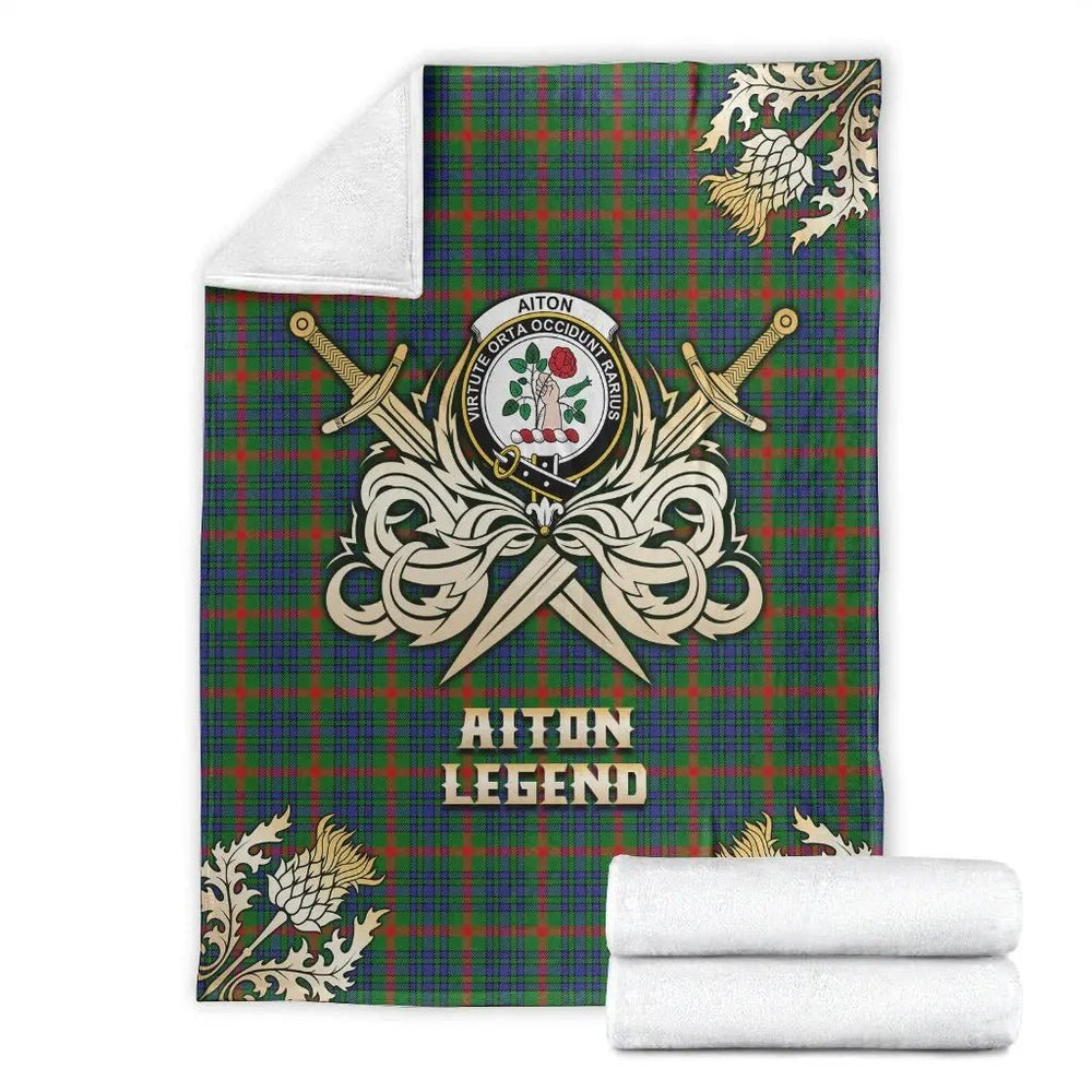 Clan Aiton Tartan Gold Courage Symbol Blanket OV68 Clan Aiton Tartan Today   