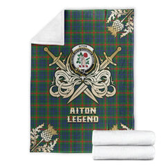 Clan Aiton Tartan Gold Courage Symbol Blanket OV68 Clan Aiton Tartan Today   