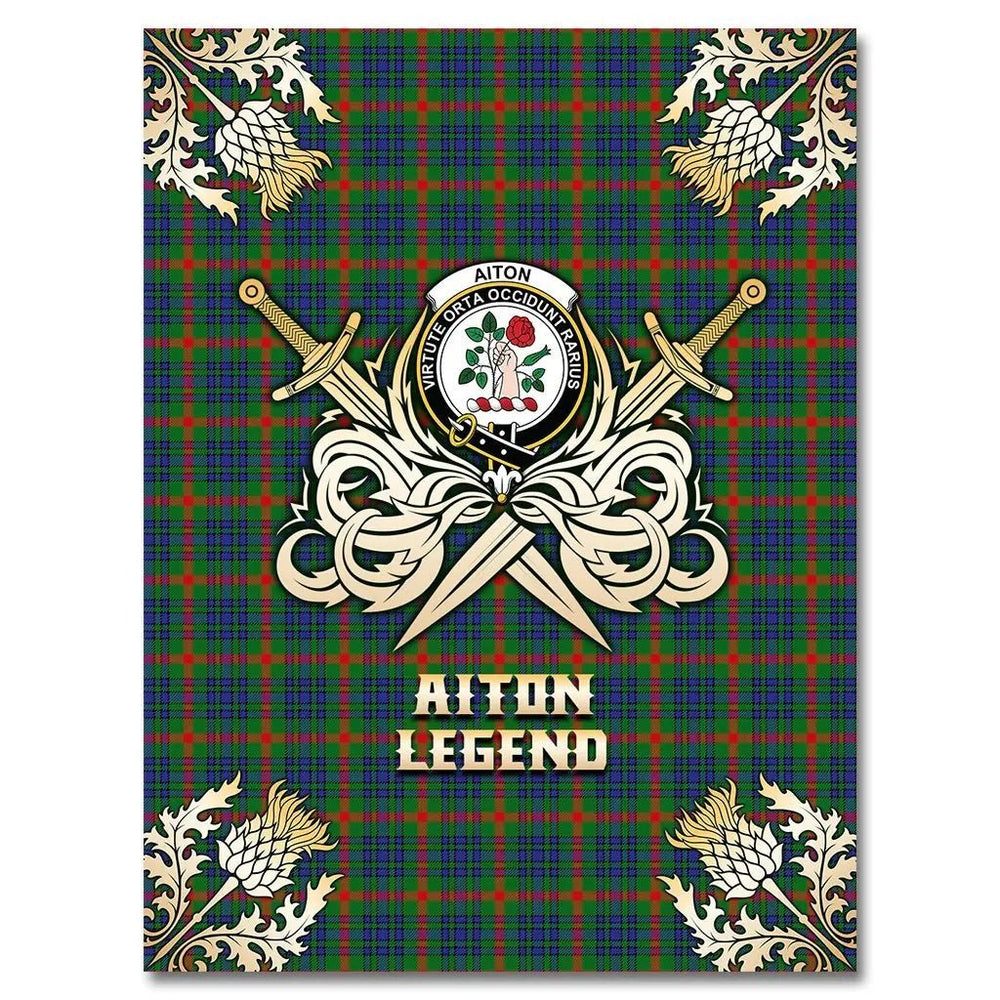 Clan Aiton Tartan Gold Courage Symbol Blanket OV68 Clan Aiton Tartan Today   