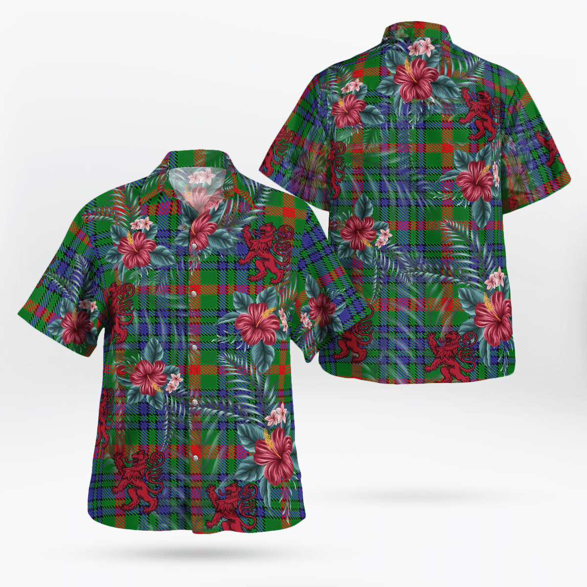Clan Aiton Tartan Scottish Lion Hawaiian Shirt IT31 Aiton Tartan Tartan Hawaii Shirt   