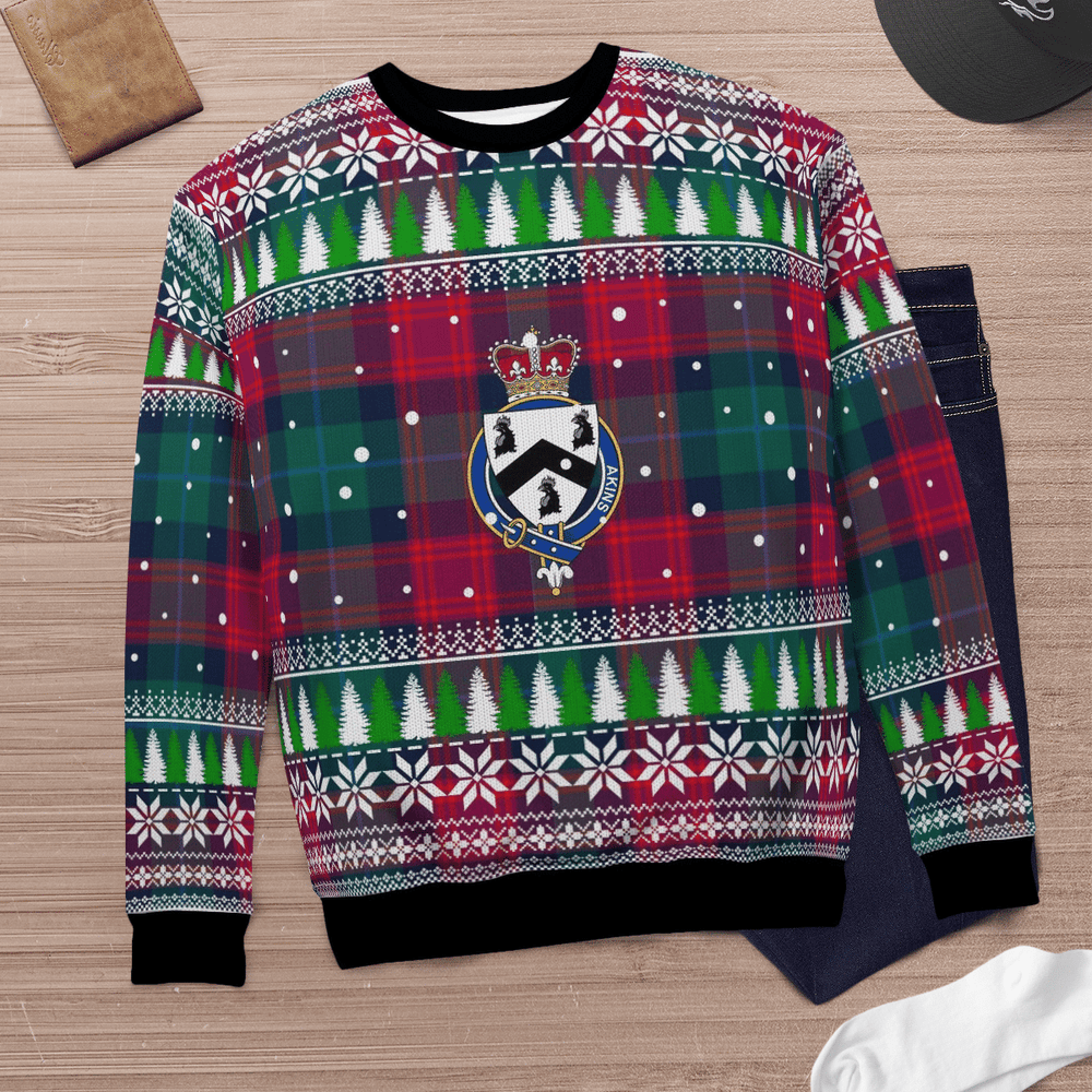 Clan Akins Crest Tartan Christmas Ugly Sweater IA87 Akins Crest Tartan Tartan Ugly Sweater   