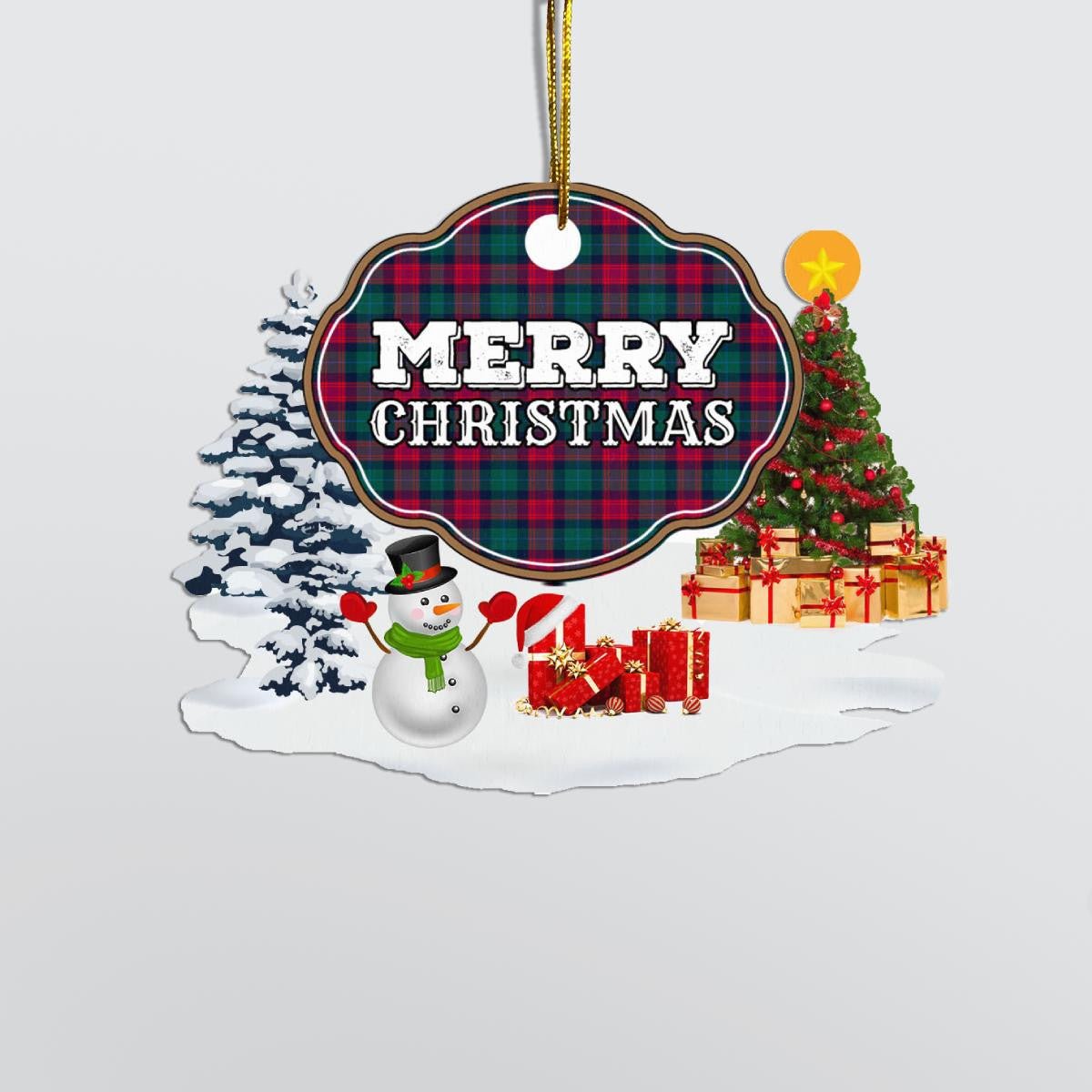 Clan Akins "Merry Christmas" Tartan Acrylic Ornament OZ97 Akins Tartan Tartan Christmas   