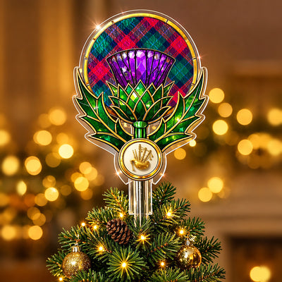 Clan Akins Tartan Thistle Christmas Tree Topper