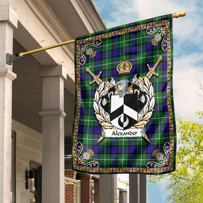 Clan Alexander Tartan Crest Garden Flag - Celtic Thistle SI14