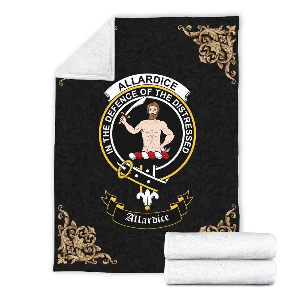 Clan Allardice Crest Tartan Premium Blanket Black WQ72 Clan Allardice Tartan Today   