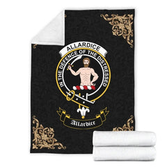 Clan Allardice Crest Tartan Premium Blanket Black WQ72 Clan Allardice Tartan Today   