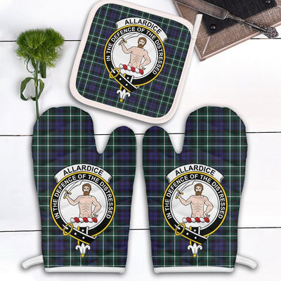 Clan Allardice Tartan Crest Oven Mitt And Pot Holder (2 Oven Mitts + 1 Pot Holder)