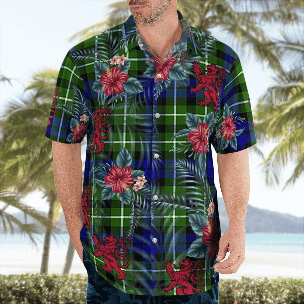 Clan Allardice Tartan Scottish Lion Hawaiian Shirt PN55 Allardice Tartan Tartan Hawaii Shirt   