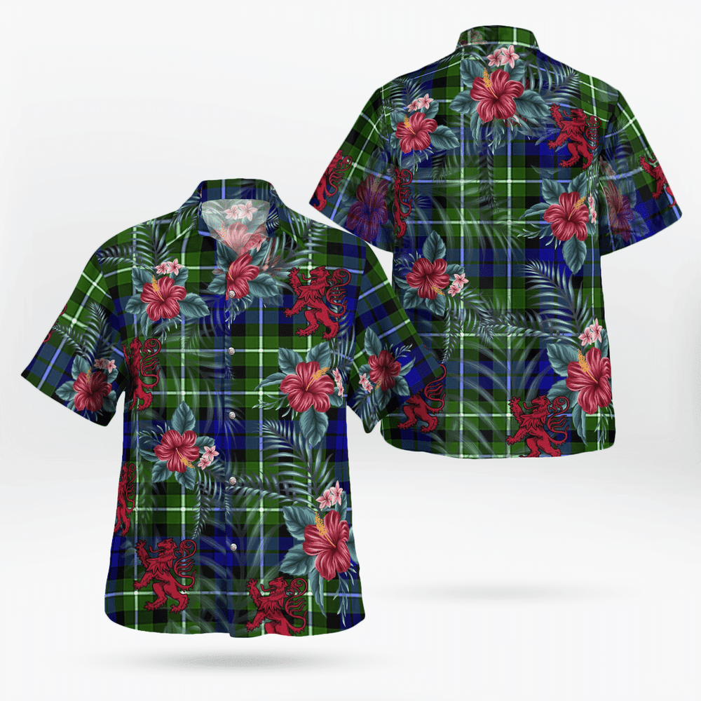 Clan Allardice Tartan Scottish Lion Hawaiian Shirt PN55 Allardice Tartan Tartan Hawaii Shirt   