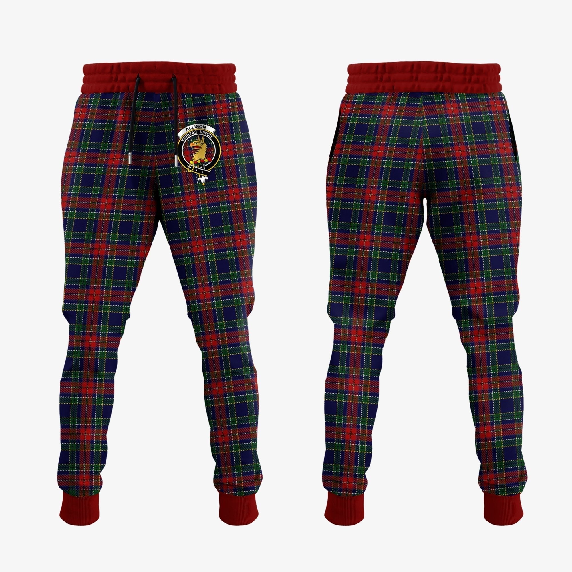 Clan Allison Red Tartan Crest Jogger Sweatpants MP46 Clan Allison Tartan Today   