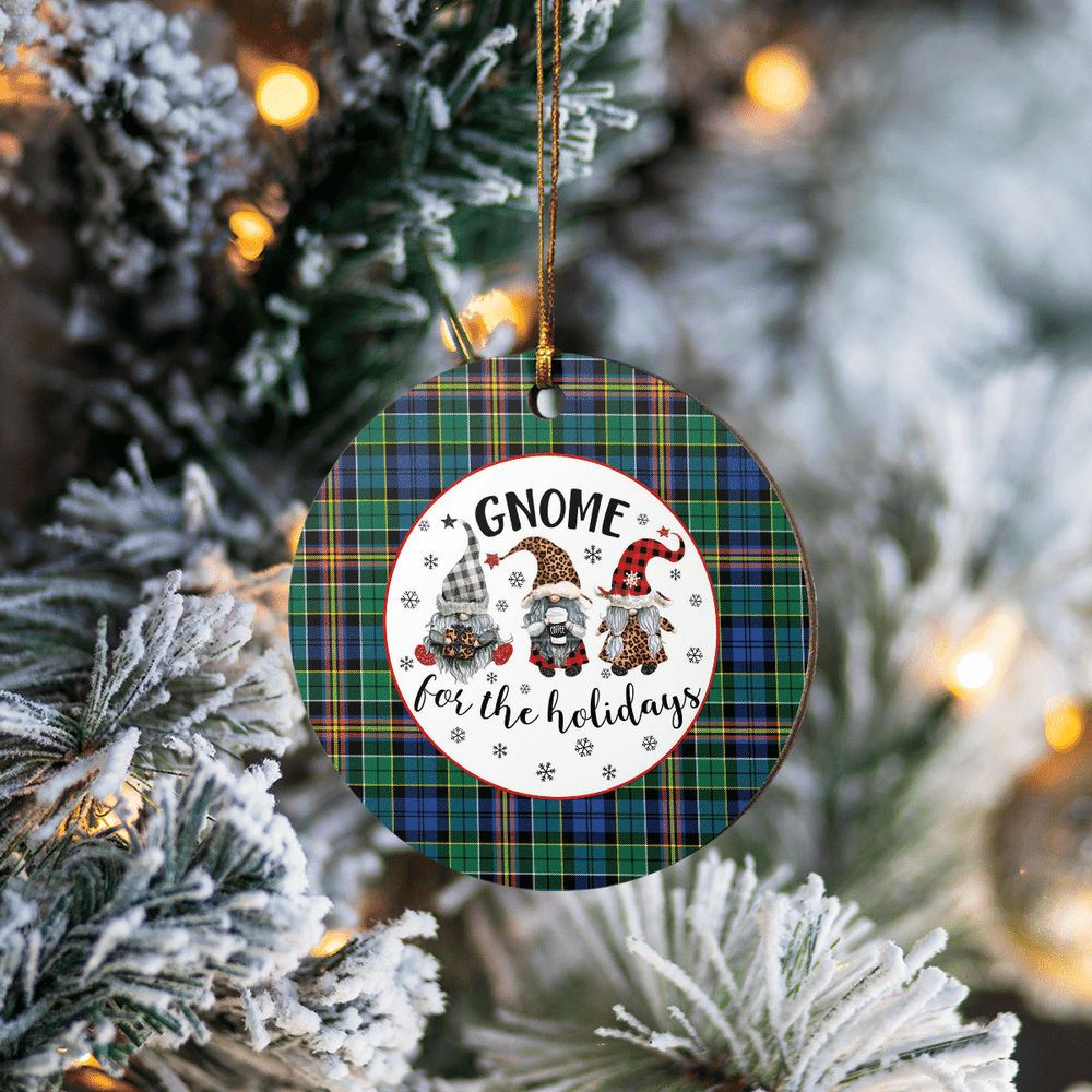 Clan Allison Tartan Gnome Round Ceramic Ornament BA71 Allison Tartan Tartan Christmas   