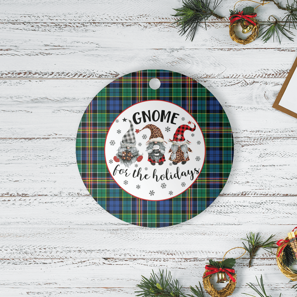 Clan Allison Tartan Gnome Round Ceramic Ornament BA71 Allison Tartan Tartan Christmas   