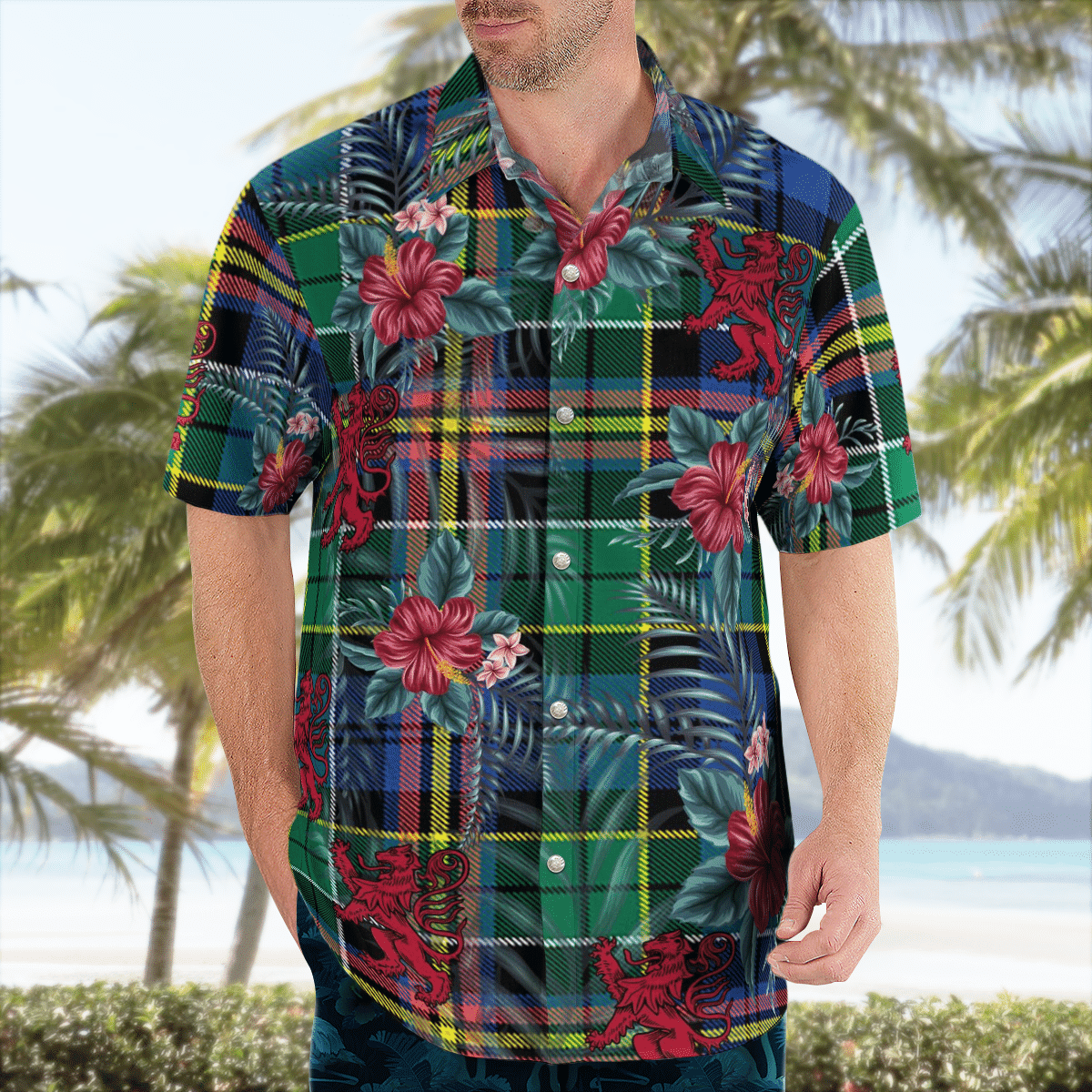 Clan Allison Tartan Scottish Lion Hawaiian Shirt LF79 Allison Tartan Tartan Hawaii Shirt   