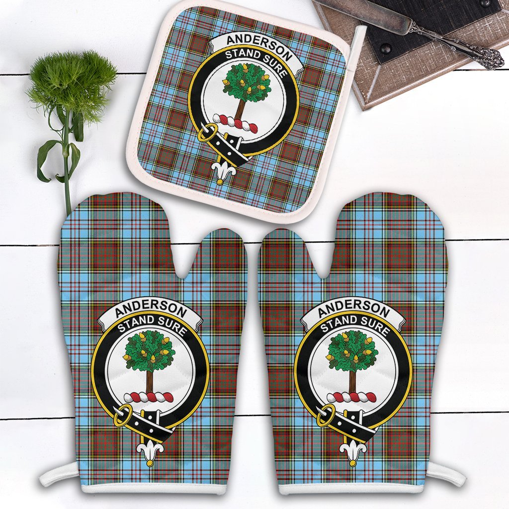 Clan Anderson Ancient Tartan Crest Oven Mitt And Pot Holder (2 Oven Mitts + 1 Pot Holder) HY41 Clan Anderson Tartan Today   