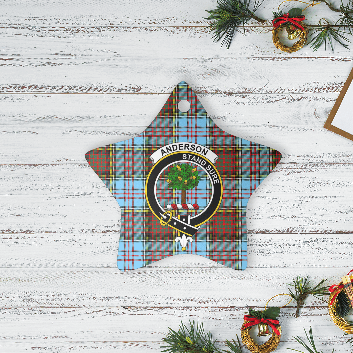 Clan Anderson Ancient Tartan Crest Star Ceramic Ornament ED42 Anderson Ancient Tartan Tartan Christmas   