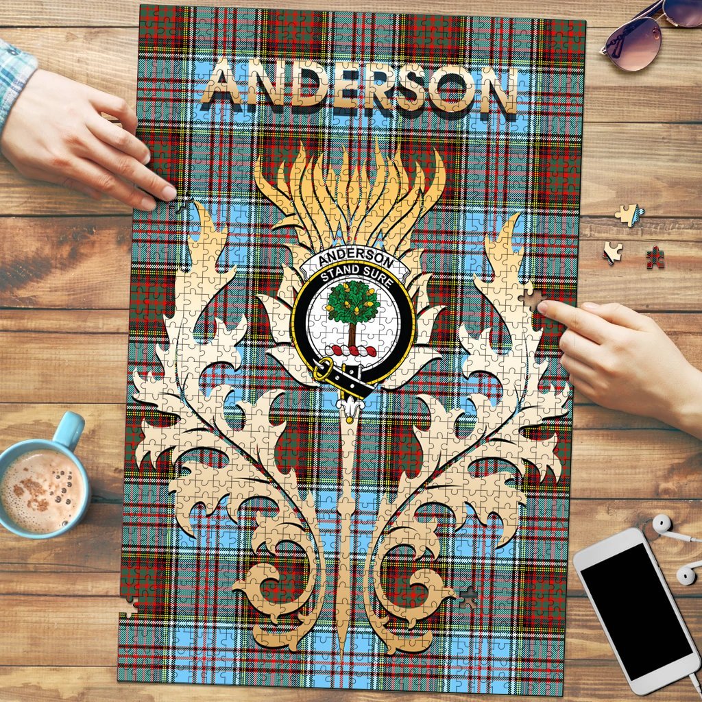 Clan Anderson Ancient Tartan  Crest Thistle Jigsaw Puzzles Gift For Family DQ83 Clan Anderson Tartan Today   