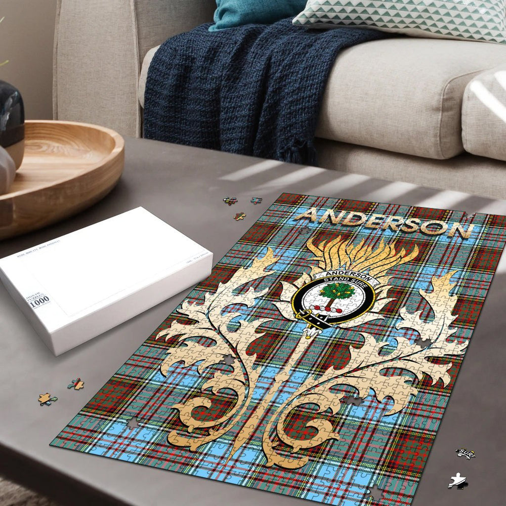 Clan Anderson Ancient Tartan  Crest Thistle Jigsaw Puzzles Gift For Family DQ83 Clan Anderson Tartan Today   