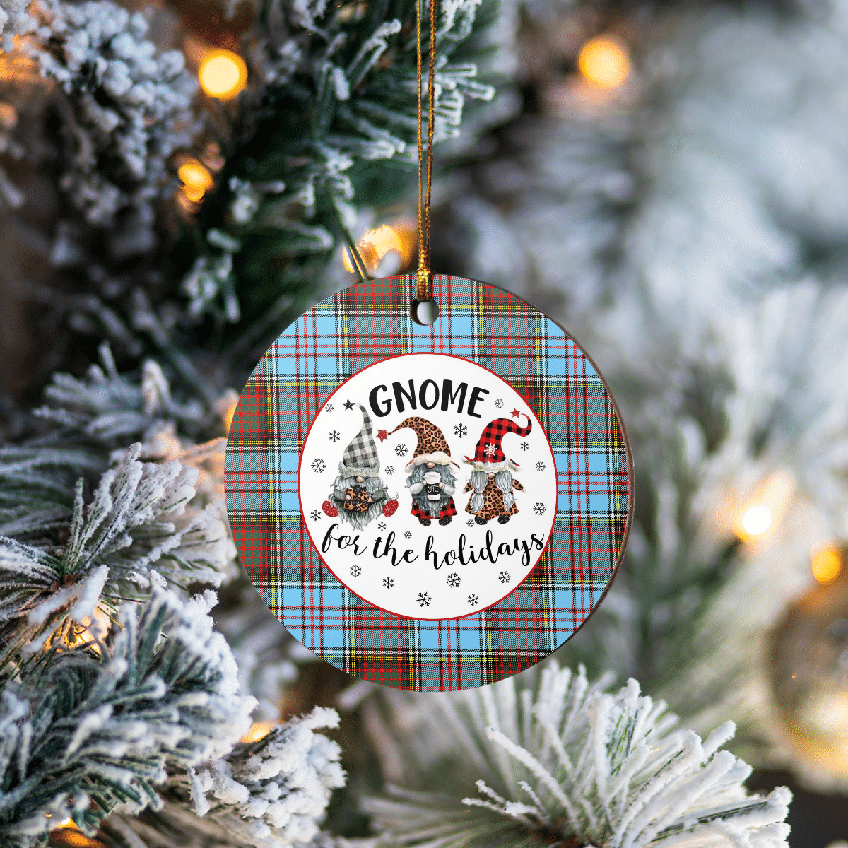 Clan Anderson Ancient Tartan Gnome Round Ceramic Ornament VT72 Anderson Ancient Tartan Tartan Christmas   