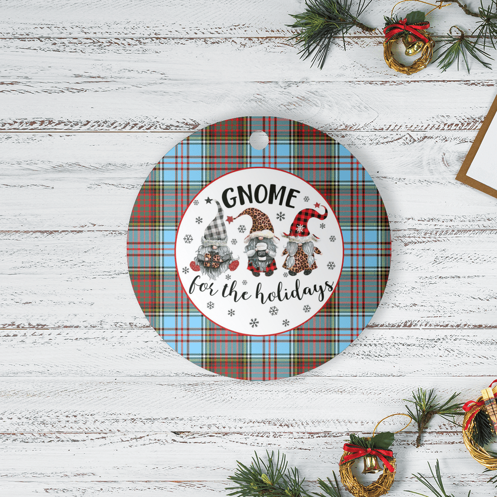 Clan Anderson Ancient Tartan Gnome Round Ceramic Ornament VT72 Anderson Ancient Tartan Tartan Christmas   