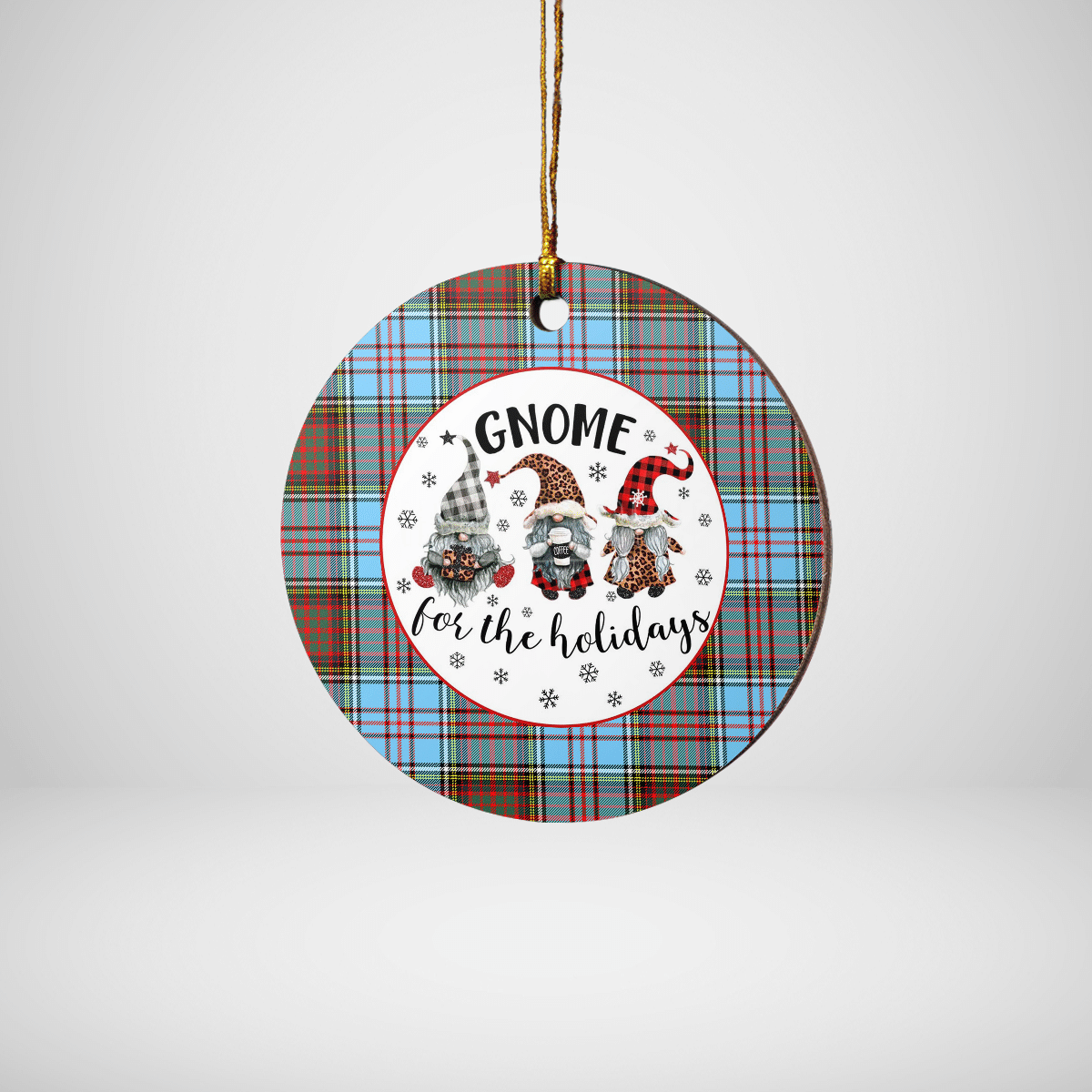 Clan Anderson Ancient Tartan Gnome Round Ceramic Ornament VT72 Anderson Ancient Tartan Tartan Christmas   