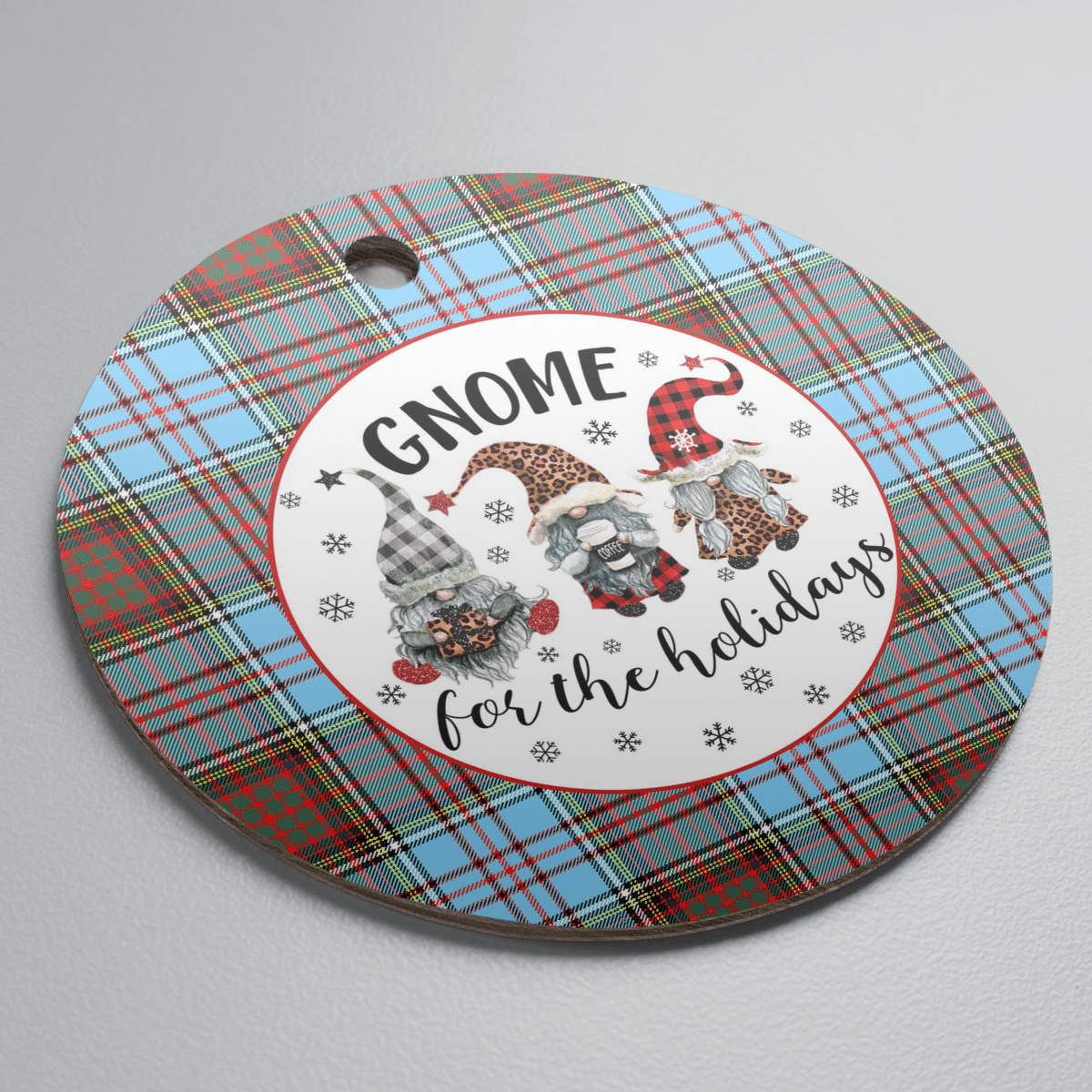 Clan Anderson Ancient Tartan Gnome Round Ceramic Ornament VT72 Anderson Ancient Tartan Tartan Christmas   