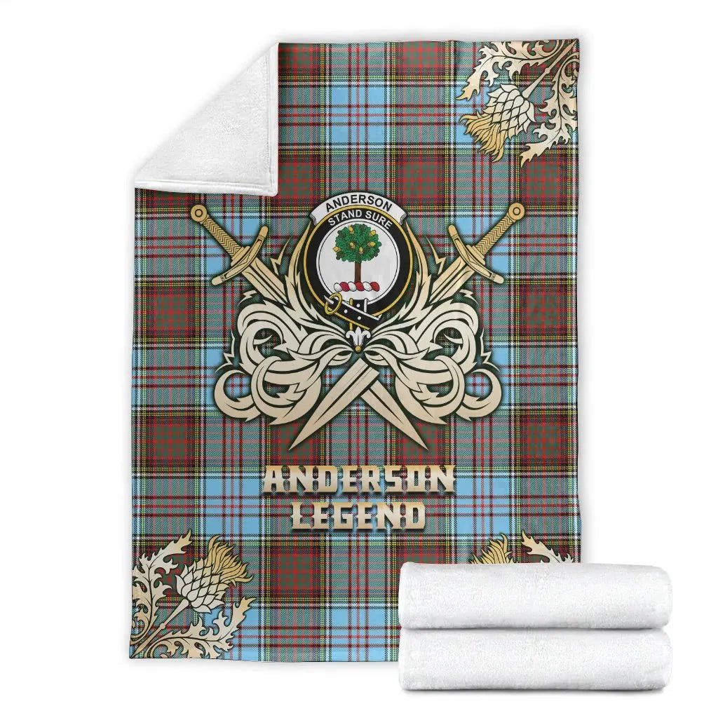 Clan Anderson Ancient Tartan Gold Courage Symbol Blanket RO39 Clan Anderson Tartan Today   