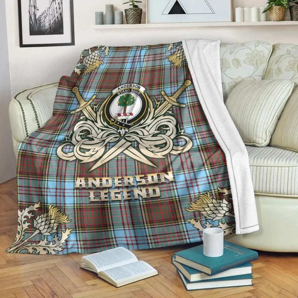 Clan Anderson Ancient Tartan Gold Courage Symbol Blanket RO39 Clan Anderson Tartan Today   