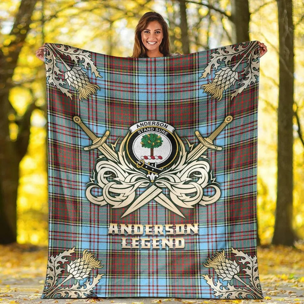 Clan Anderson Ancient Tartan Gold Courage Symbol Blanket RO39 Clan Anderson Tartan Today   